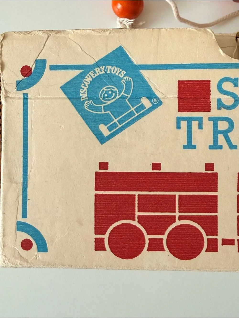 Vintage 1988 Discovery Toys Stack 'N' Tracks Wooden Train 15/17 Pcs w/ Box